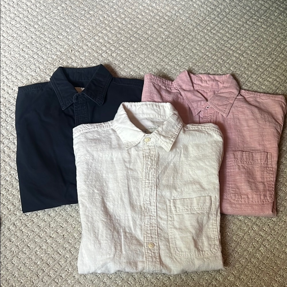 American Eagle Outfitters Casual Button Down Camp Shirts White, Pink, and Navy